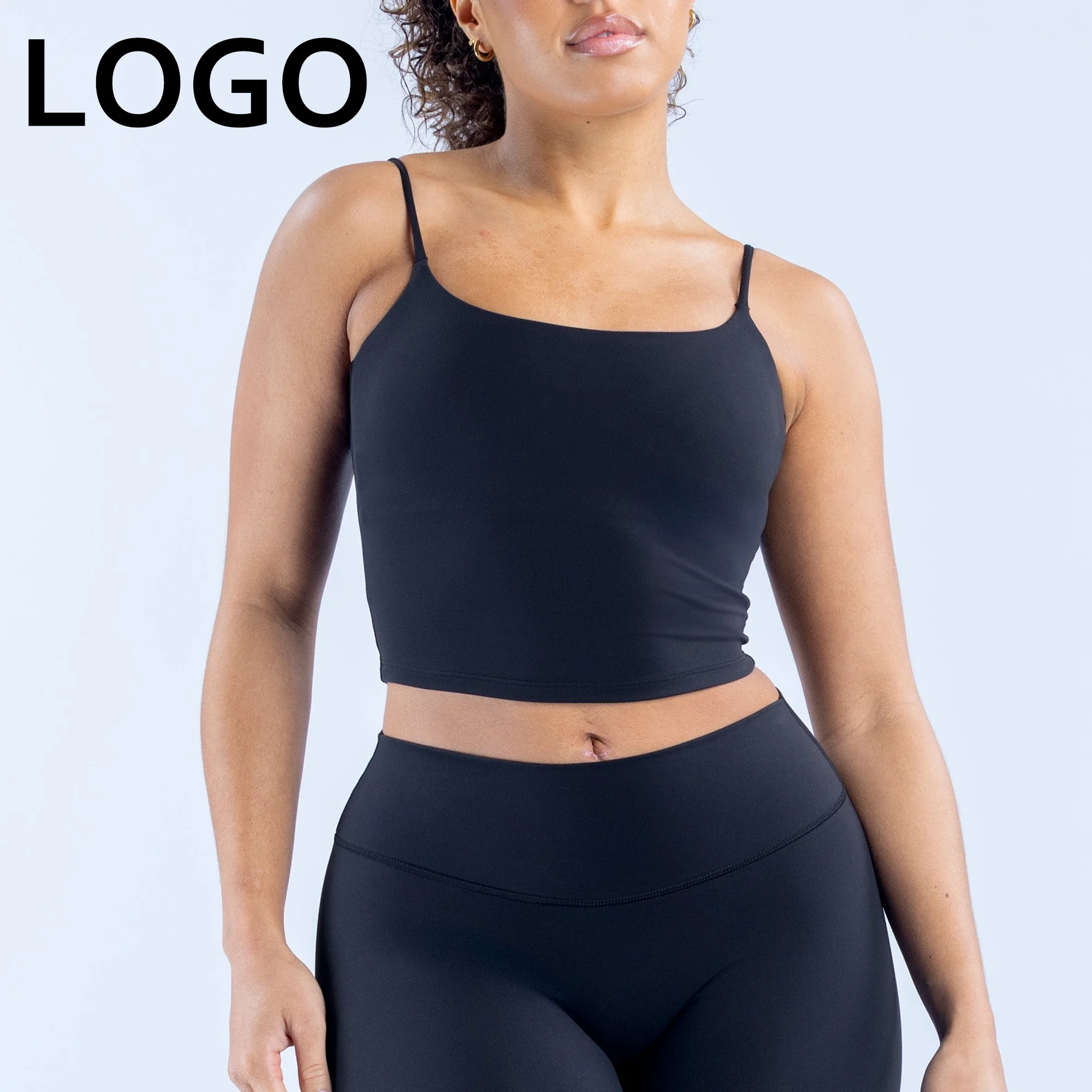 DF-logo Origin Strappy Top Women Seamless Tank Top Butter Soft Sleeveless Yoga Vest Breathable Gym Workout Fitness Activewear