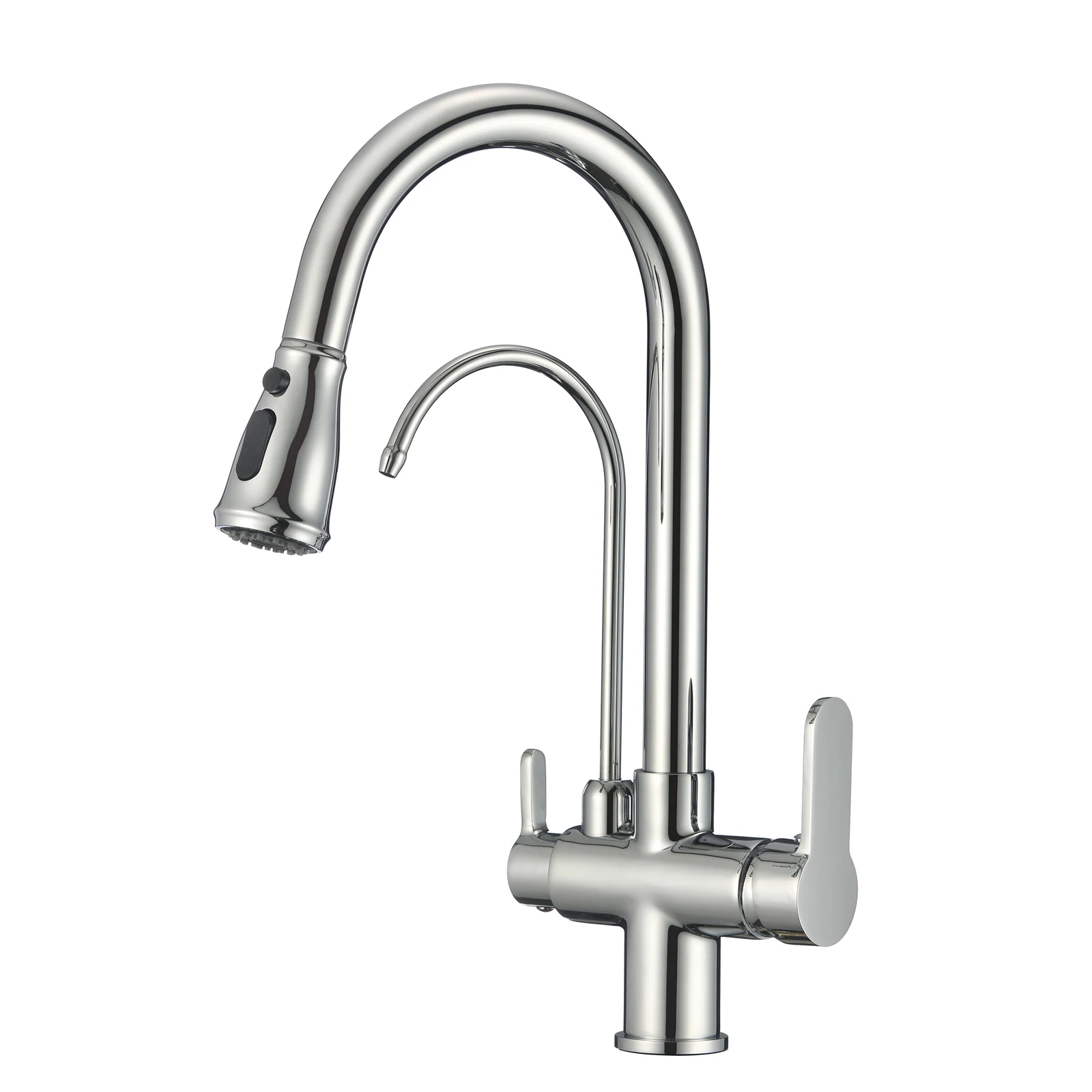 

Tidjune Three Ways Kitchen Faucets Pull Out Filter Kitchen Faucets Chrome Hot Cold Kitchen Tap