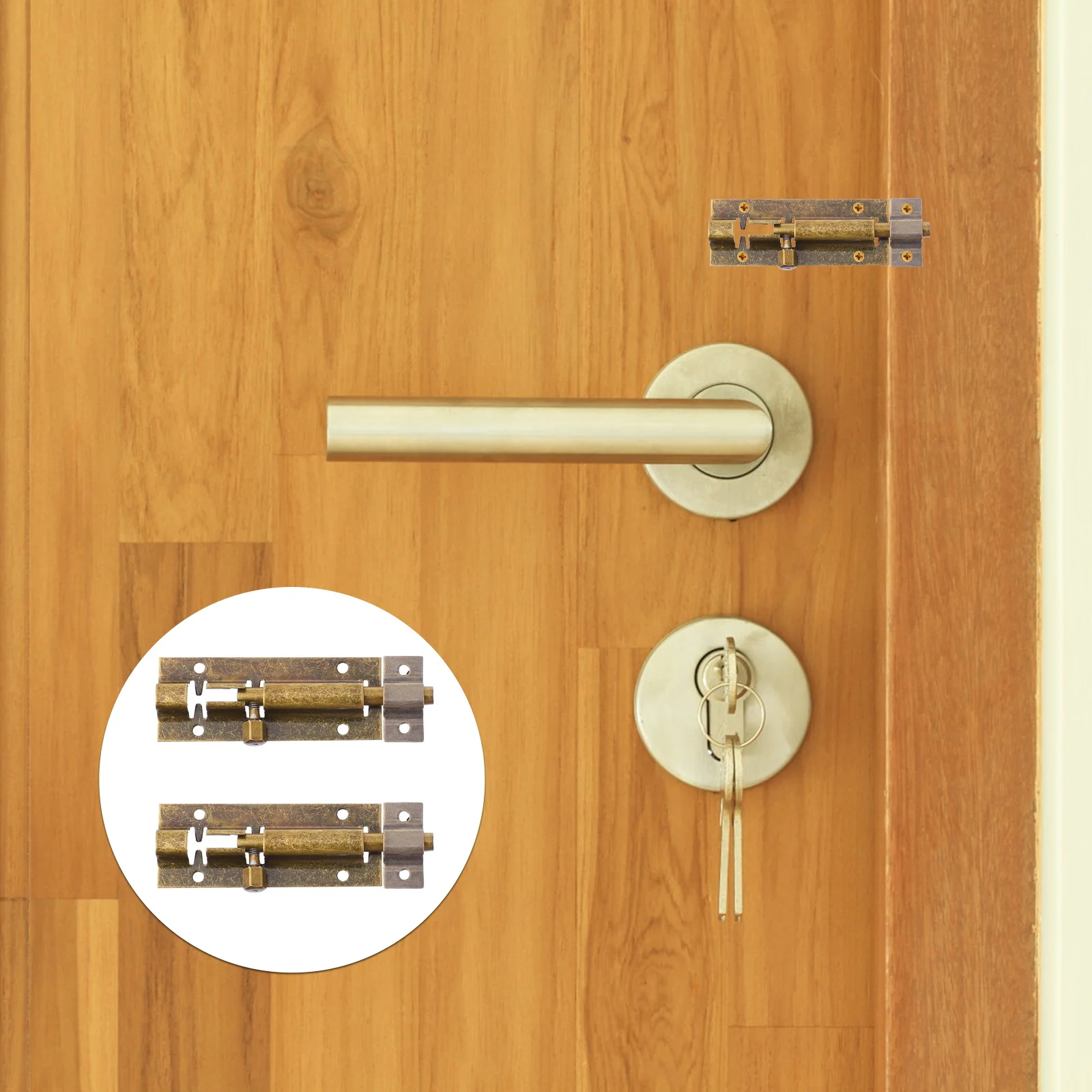 

2 Pcs Deadbolt Pin Door Locks Slide Stainless Steel Latch Sliding Barn Automatic Baby
