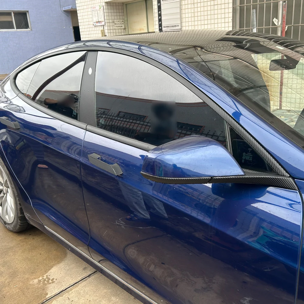 Für Tesla Model S 2014-2020 Limousine Fenster Chrom Löschen Blackout ABC Säulen Glänzend Schwarz Aufkleber – Detail 8
