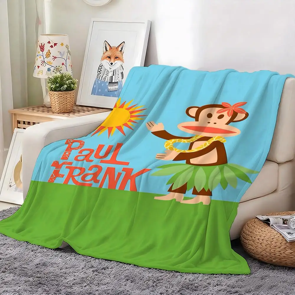 Fashion P-Paul Frank Throw Flannel Blanket Warm Cozy Throw For Bed Sofa Office Travel All Season