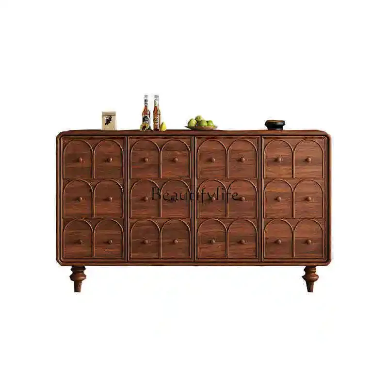 

ls 42Retro side cabinet cherry wood solid wood French entrance cabinet living room shoe cabinet