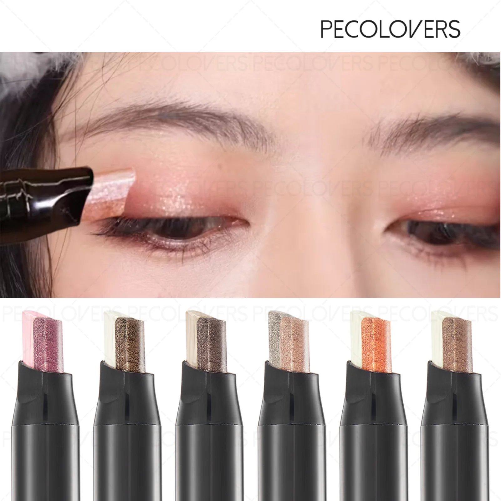 1 peça de sombra em bastão de duas cores – gradiente brilhante com brilho, à prova d'água e à prova de manchas, de longa duração e aplicação suave