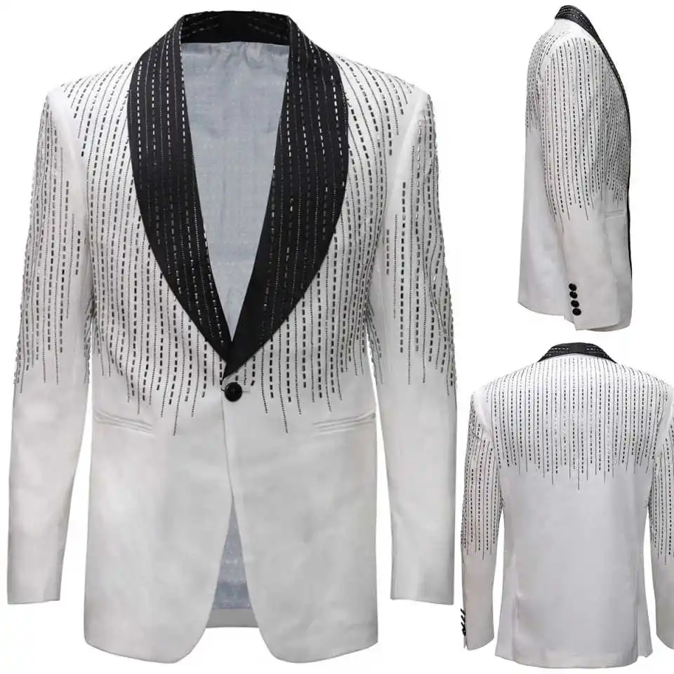 Luxury Man Tuxedos Handmade Beaded 1 Pcs Jacket Men Suit Design Shawl Lapel Evening Groom Party Outfits Customized