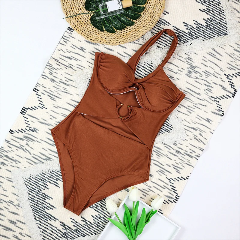 One Shoulder Swimsuit Women Swimwear 2025 Sexy Bikinis Female Y2k Hollow Out Swim Suits Bodysuit Bathing Suit Beachwear Clothes