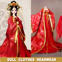 Feito à mão 1/3 bjd boneca clohtes roupas chinesas traje hanfu vestidos de menina headwear para 55-60cm bonecas articuladas acessórios brinquedos