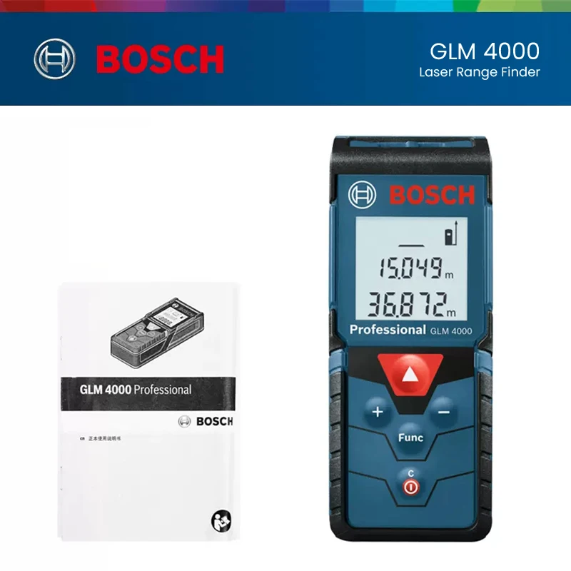 

Bosch Laser RangeFiner GLM4000 Digital Measure Laser 0.15 to 40M Distance Meter Measuring Instrument Rangefinder with Bag