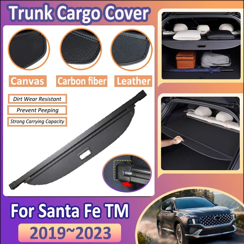 

Car Trunk Privacy Curtain For Hyundai Santa Fe TM MK4 2019~2023 2020 2021 2022 Storage Partition Cover Interior Car Accesories