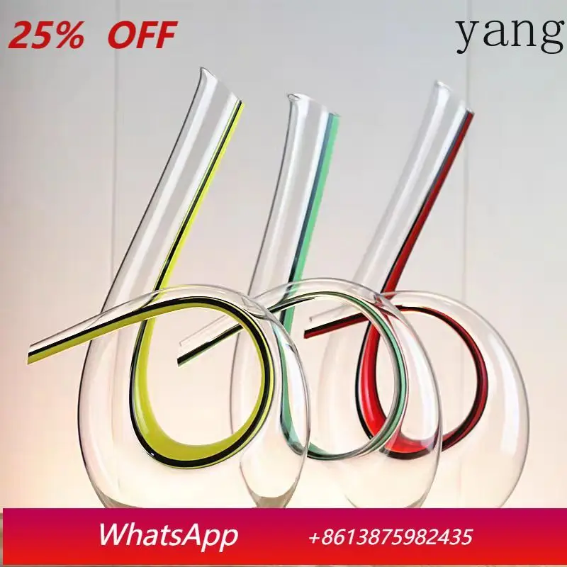 1500Ml handmade crystal glass red silk yellow silk black silk decanter 6-shaped dividend wine pouring glass wine jug