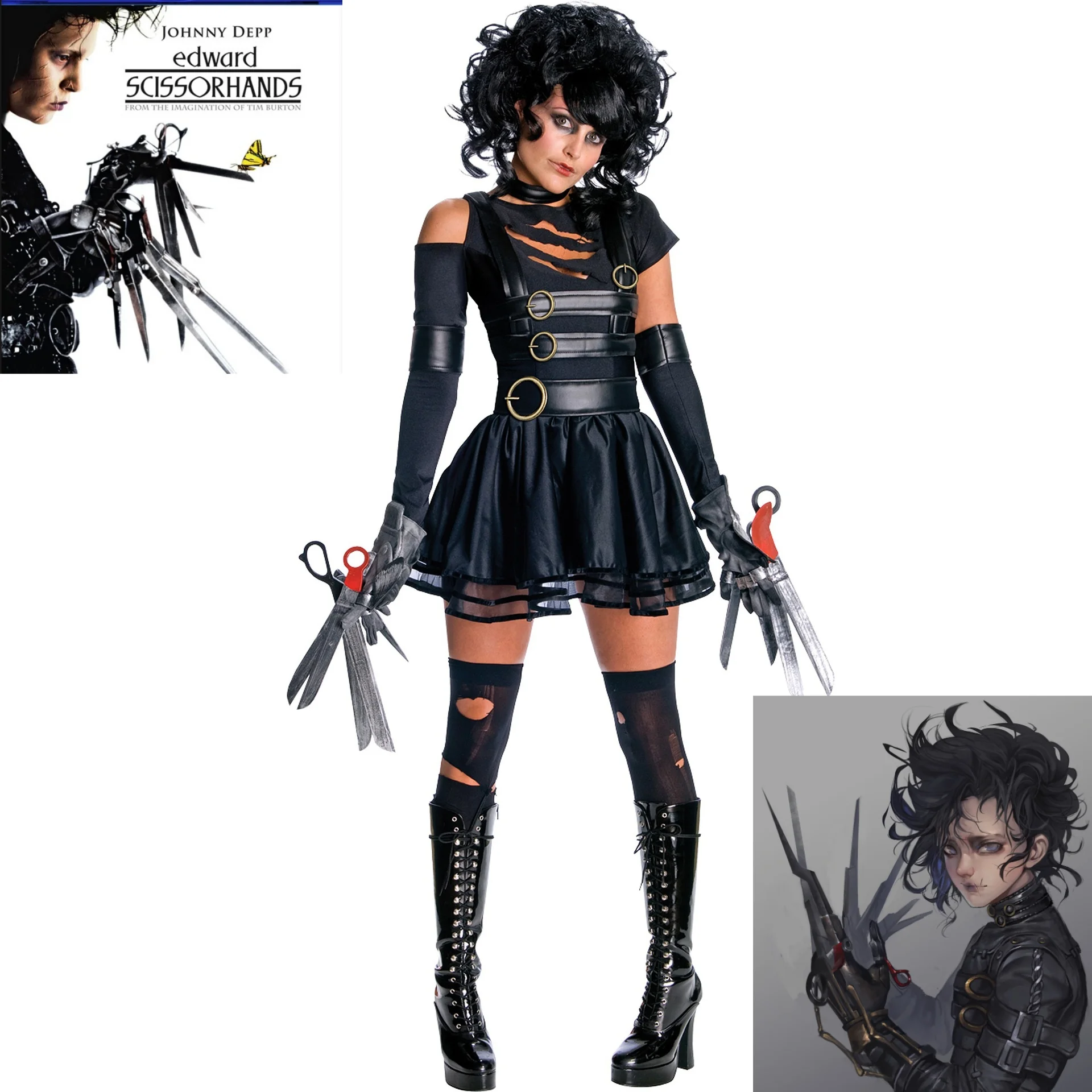 

Movie Edward Scissorhands Cosplay Costume for Adult Women S-XXL Halloween Party Adult Fashion and Handsome Role-playing Costume