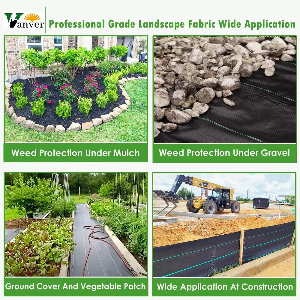 Heavy Duty Garden Landscape Weed Barrier Fabric Geotextile Tarp Prevent Weeds