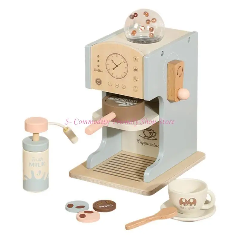 85AE – ensemble cafetière en bois, jouet pour enfants, jeu simulation, accessoires cuisine, Machine à expresso, cadeaux