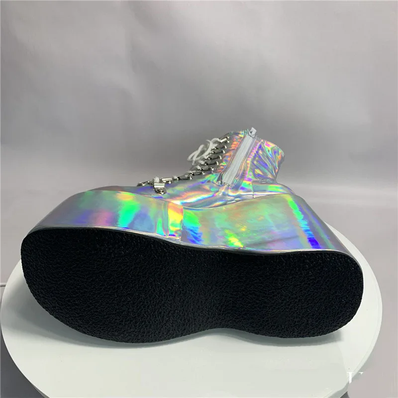 أحذية برقبة سحرية أرجوانية للكاحل لأداء المسرح ، أحذية مثيرة مخصصة ، كعب إسفيني عصري ، طراز الشارع ، صيحات الموضة ، #4