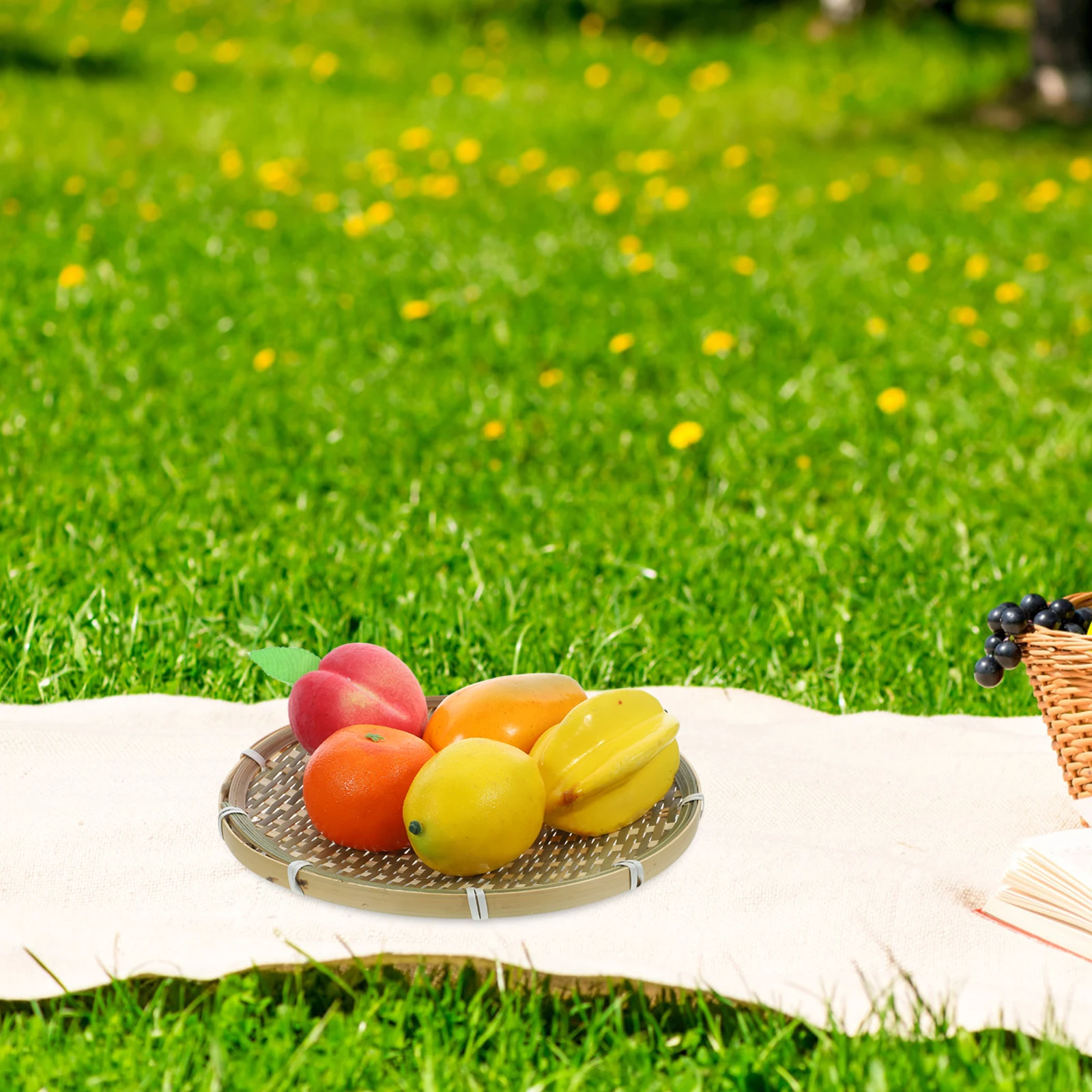 

Бамбуковая корзина для хранения, тканый поднос для еды, фруктов, креативные корзины для овощей, безопасный многофункциональный уличный садовый стол для пикника