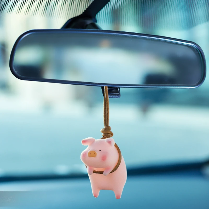 Cute Pig Car Pendants SwingTigger Car Accessories Interior Auto Rearview Mirror Pendants Birthday Gift Auto Decoraction Ornament