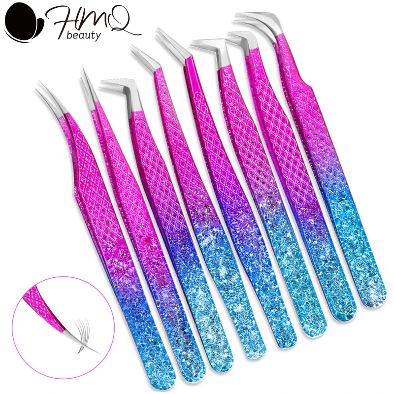 Gradient Lash Tweezers 3D Volume Anti-skid Eyelash Extension Clip Non-magnetic Accurate Professional Eyebrow Tweezer Makeup Tool