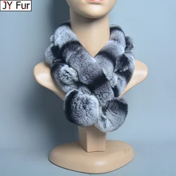 2024 Lady 100% Genuine Fur Scarves Women Winter Warm Real Rabbit Fur Scarf Hot Sale Natural Rabbit Fur Muffler Wholesale Retail