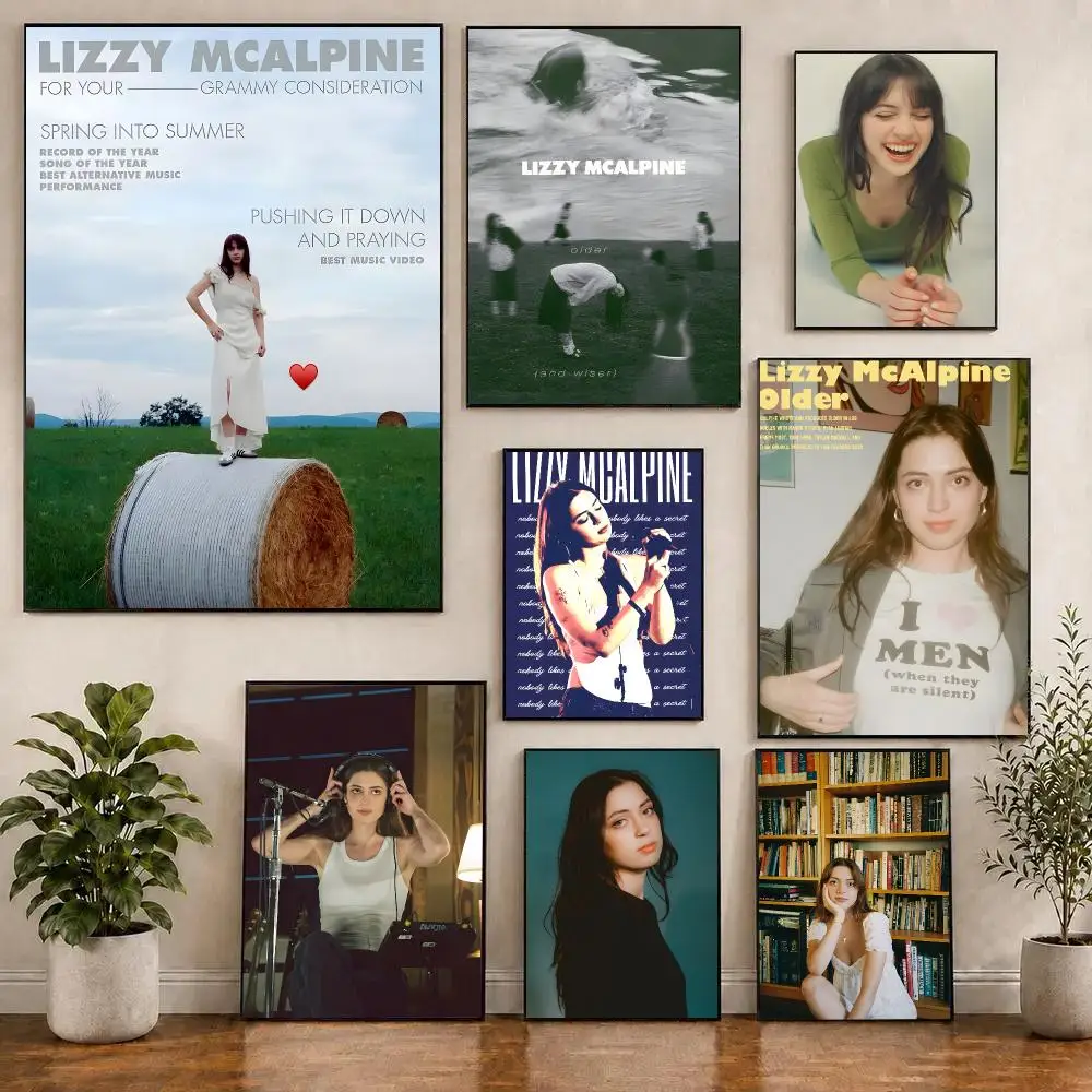 Singer L-Lizzy McAlpine Poster Self-adhesive Living Room Bedroom Party Bar Decor Moisture-proof Fade-resistant HD