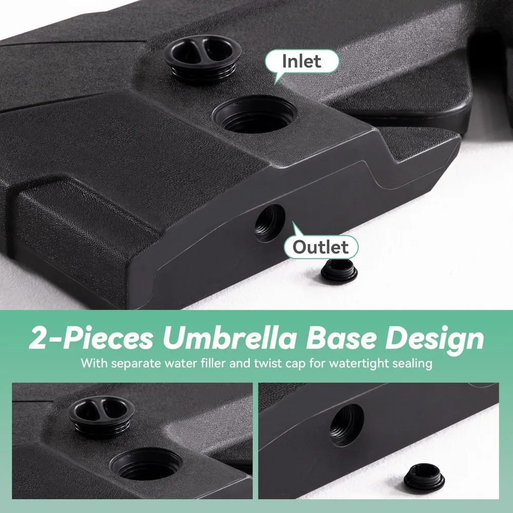 قاعدة مظلة للفناء الخارجي شديدة التحمل مع حشوة الماء والرمل، تدعم مظلات بقوة 220 رطلًا