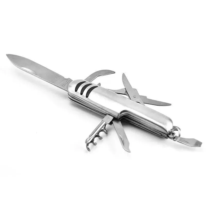 2pcs Portable Multi-purpose Knife 11 in 1 Folding Stainless Steel Cross Screws, Wood Saw Scissors Hiking Emergency Tool image 2