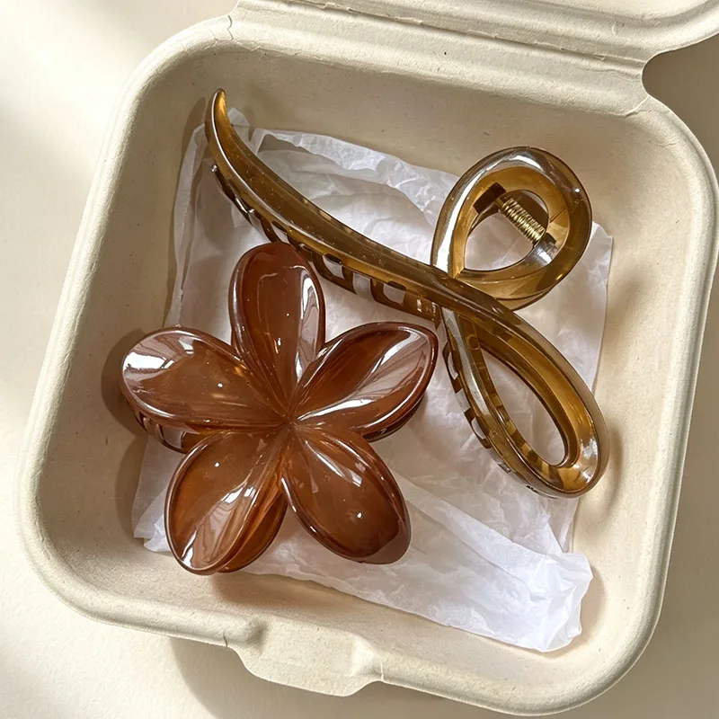 Retro Hawaii Unregelmäßige Strand-Haarklammer für Frauen, Trendige Blumen-Haarspange, Krabben-Haarspange für den Hinterkopf, Party-Haaraccessoires – Detail 11