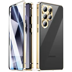 360 Protection Glass Magnetic Case for Samsung Galaxy S25 Ultra S24 Ultra S23 Ultra Lens Protector Tempered Glass Metal Cover