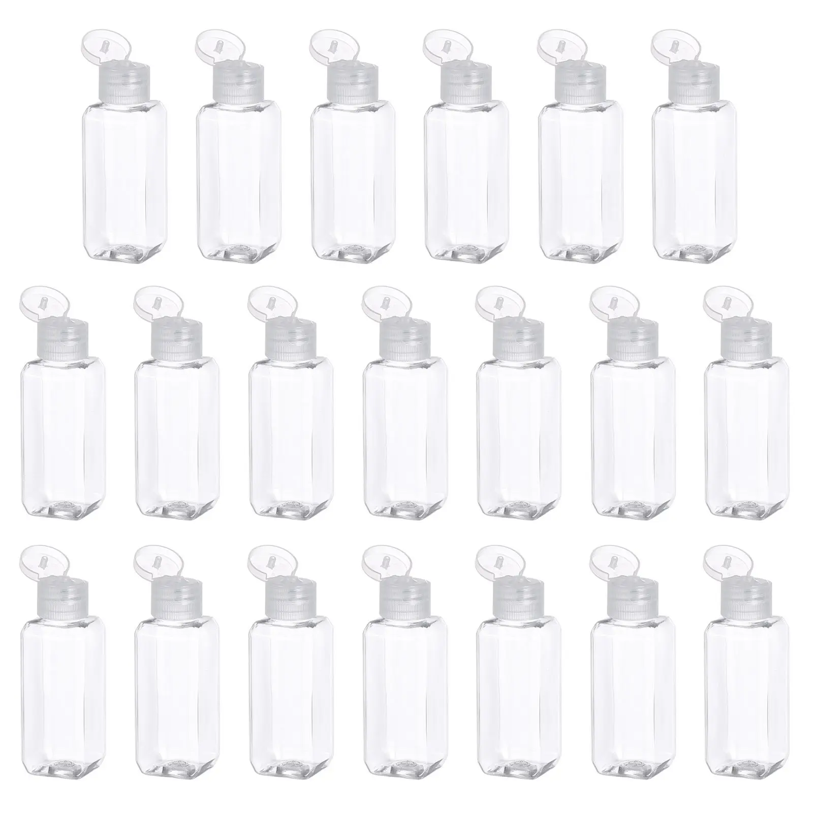 

20 шт. пластиковых многоразовых дорожных бутылок-контейнеров объемом 50 мл, герметичные портативные дозаторы для косметики и жидкостей