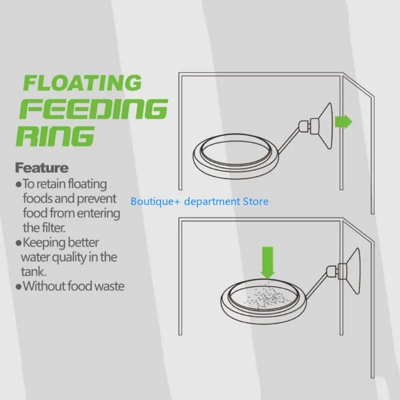 E1PD Aquarium Feeding Ring Floating Rings Trough for Goldfish Black
