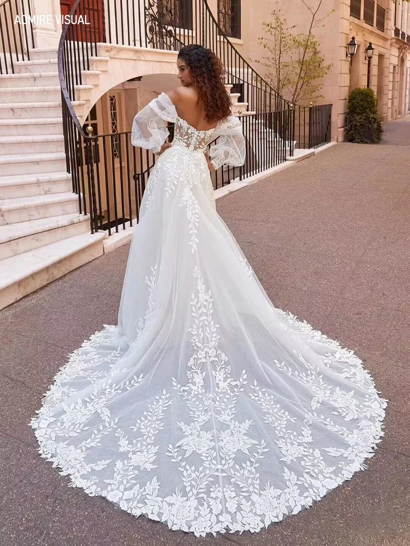 Newest Wedding Dress A-Line Lace For Bride Sweetheart Neckline With Detachable Sleeves Custom Made Plus Sizes Vestidos De Novias