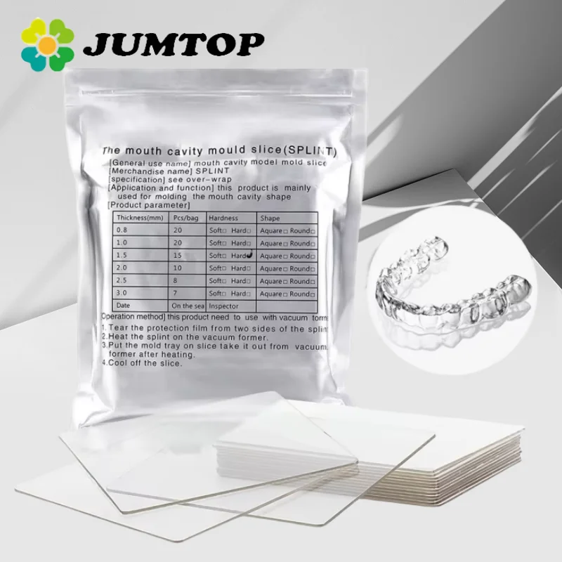 JUMTOP Dental Thermoforming Material Orthodontic Splint Retainer Vacuum Forming Sheet 1.0/1.5/2.0mm Dentistry Tools