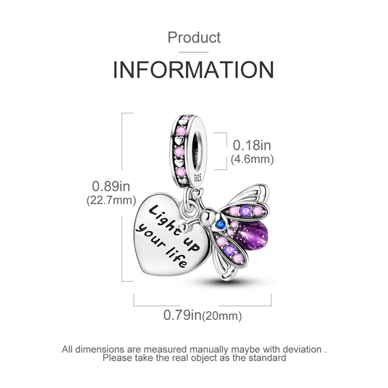Charm 925 Silver Glow-In-The-Dark Fireflies Charms Beads And Ring Fits Original Silver Bracelet DIY Fine Jewelry For Women Gift