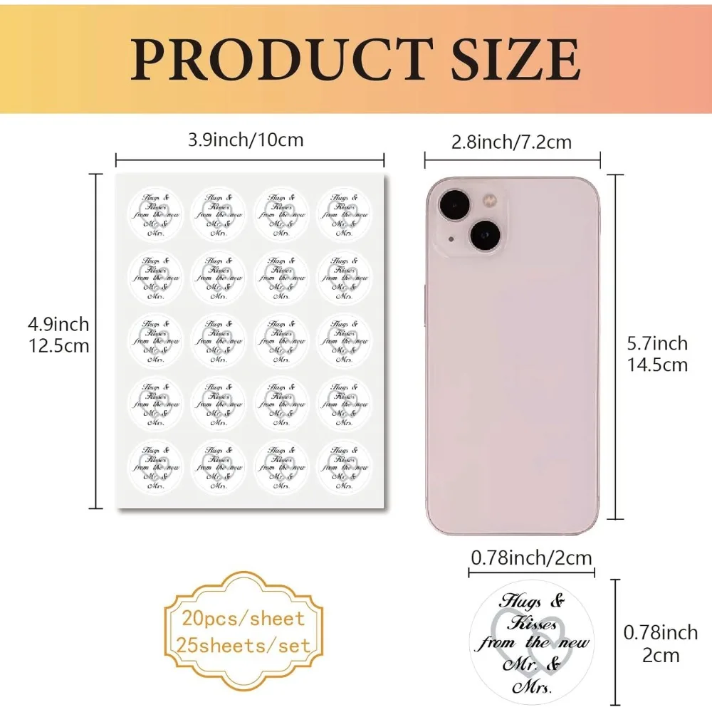 25 Sheets Paper Self Adhesive Wrappers Flat Round 125x100mm Sticker: 20mm 20pcs/sheet