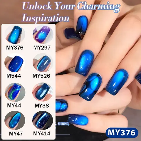 BORN PRETTY 10ml Blue Glass Bead Cat Magnetic Gel Nail Polish for Summer Nail UV LED Soak Off Long Lasting Nail Art DIY Manicure
