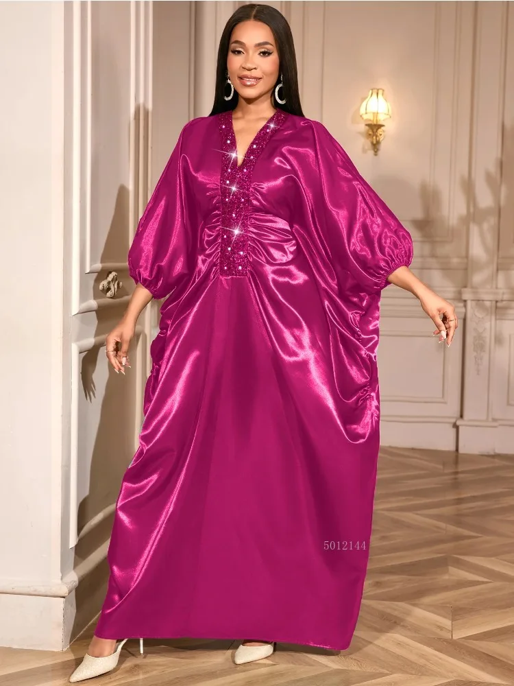 

2025 African Green Dresses for Women Christmas Elegant Shiny Bubu Dresses Traditional Africa Clothing Loose Sequined Party Robes