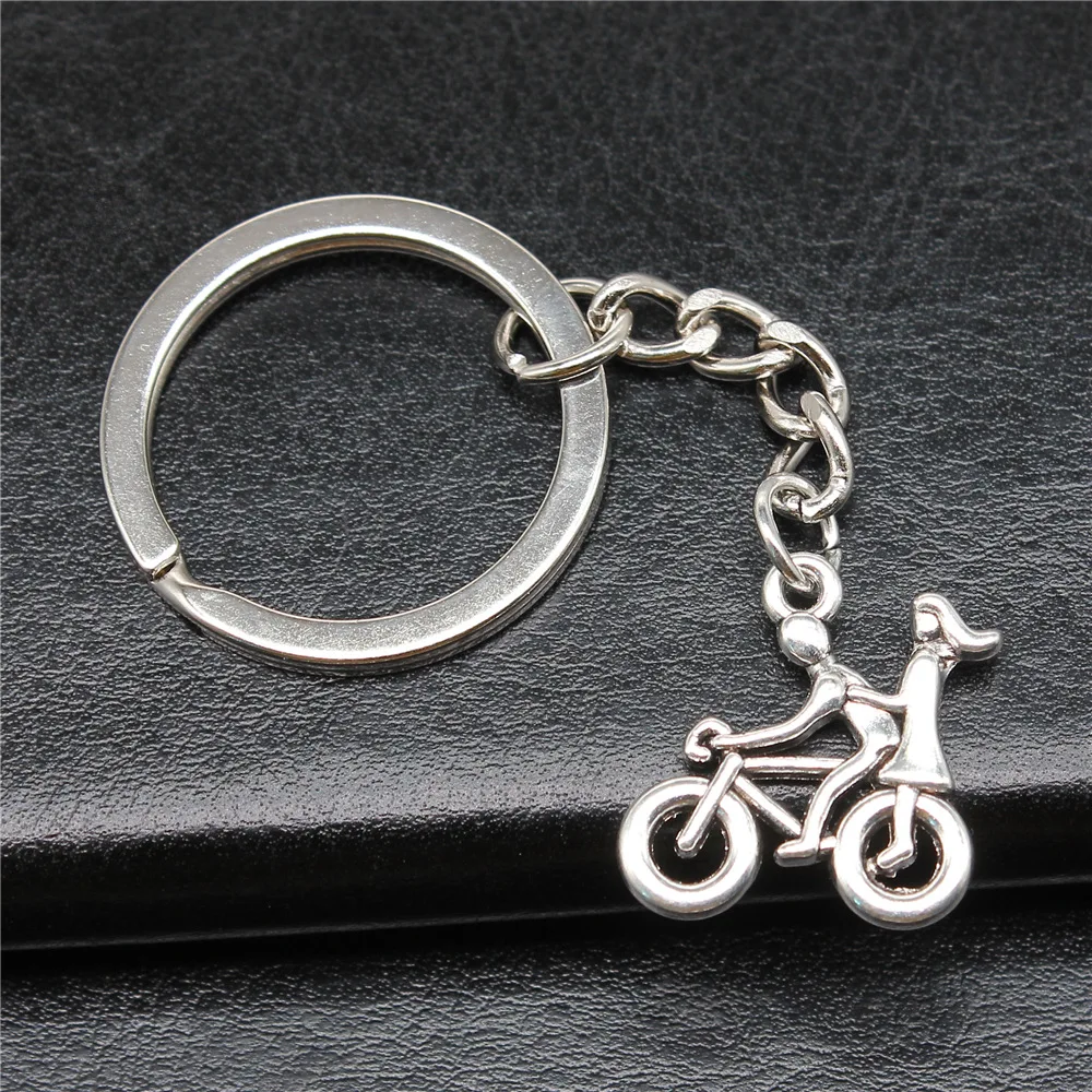 Keychain Holder Dropshipping Vintage Handmade Antique Silver Color 21x18mm Couple Bike Pendant Keyring