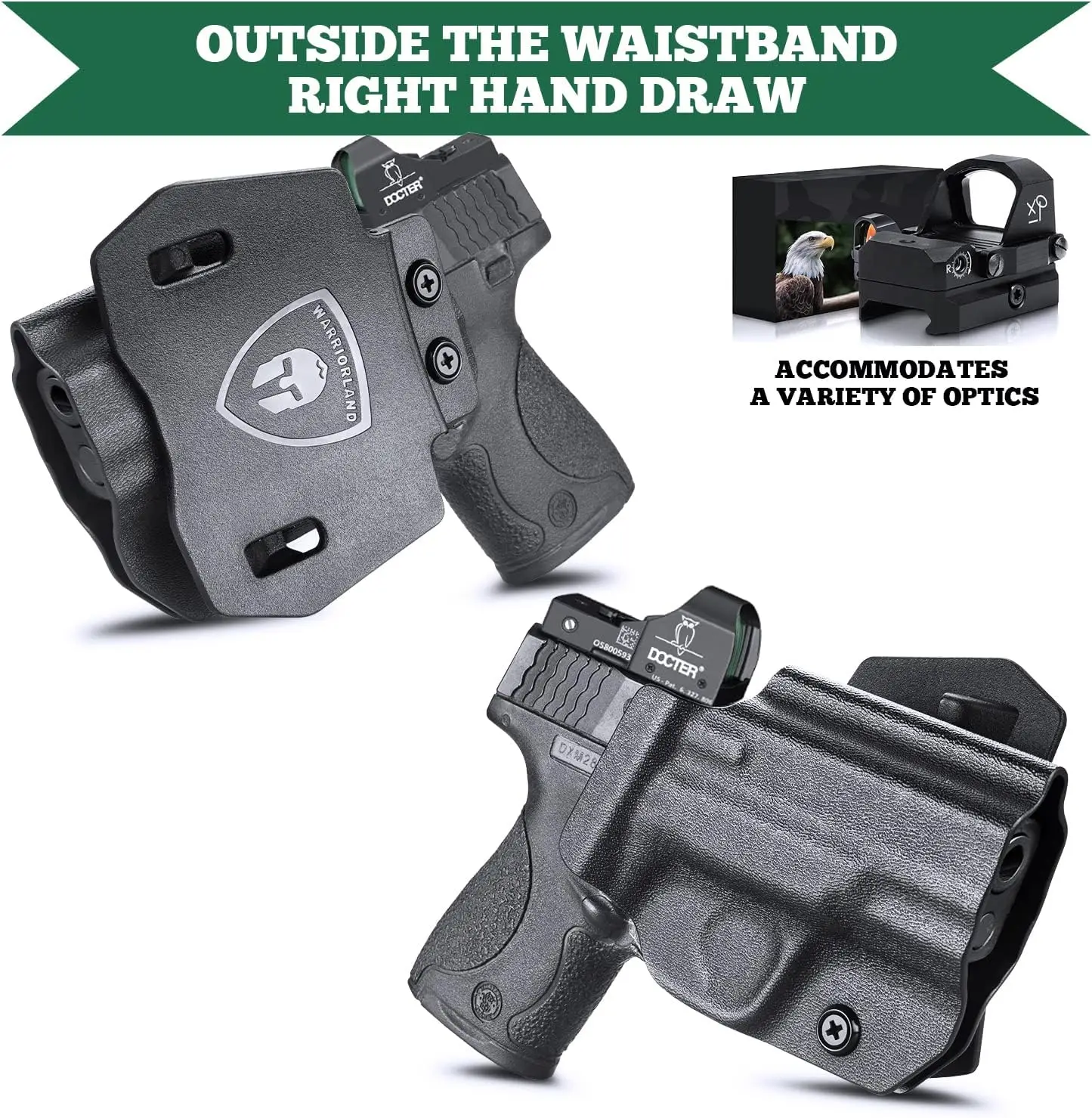 

Для S&W M&P Shield Plus/ Shield M2.0/M&P Shield 3,1 дюйма кобура KOB Kydex с оптическим вырезом, правая рука, вставка щелчком звука, красная точка