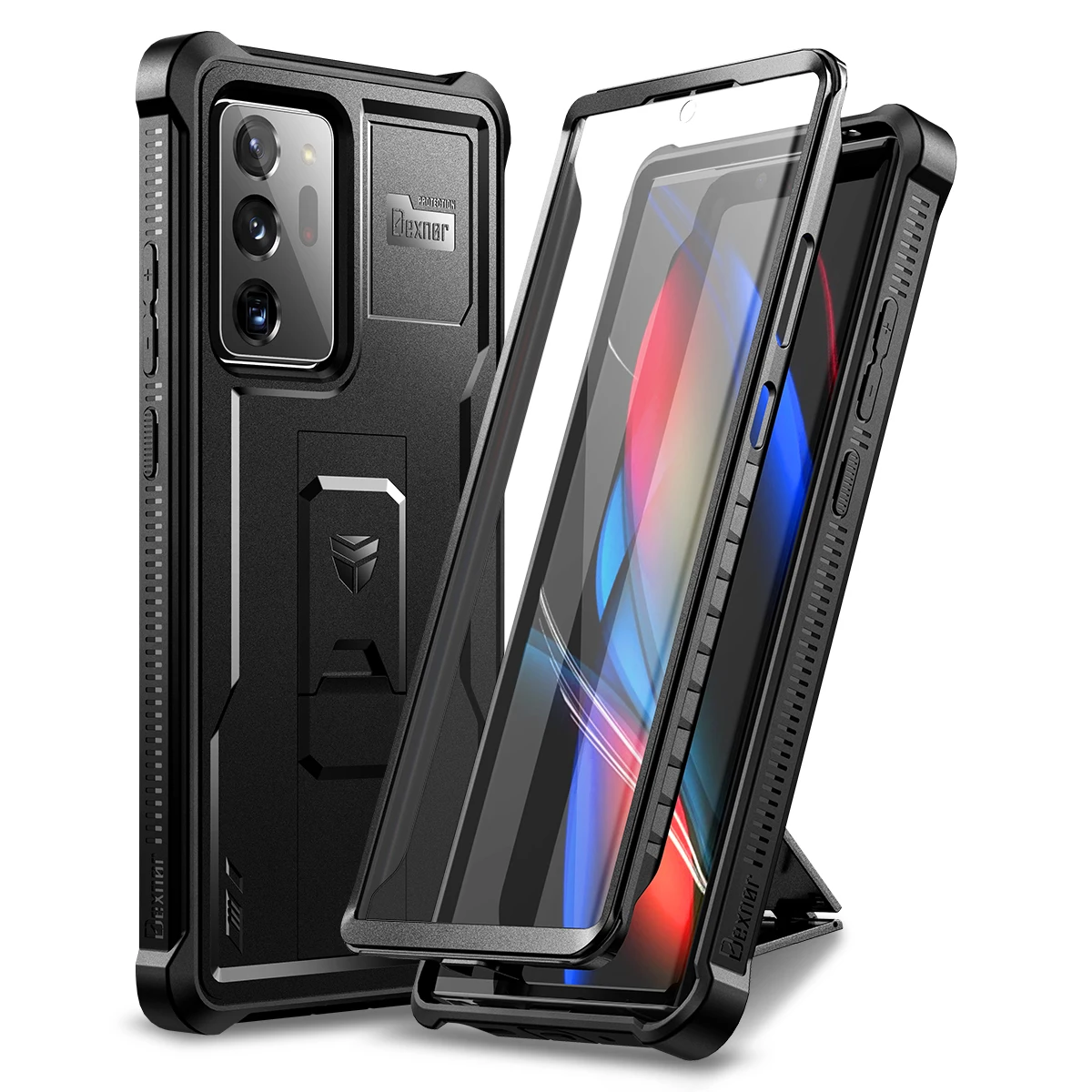 HeavyDuty Military Grade Protection Shockproof Bracket Holder Case forSamsung Galaxy Note 20 Ultra WithBuilt-in Screen Protector