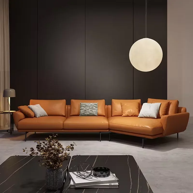 Luxury Italian design living room villa 3 seater sofas modern furniture leather sofa corner sofa