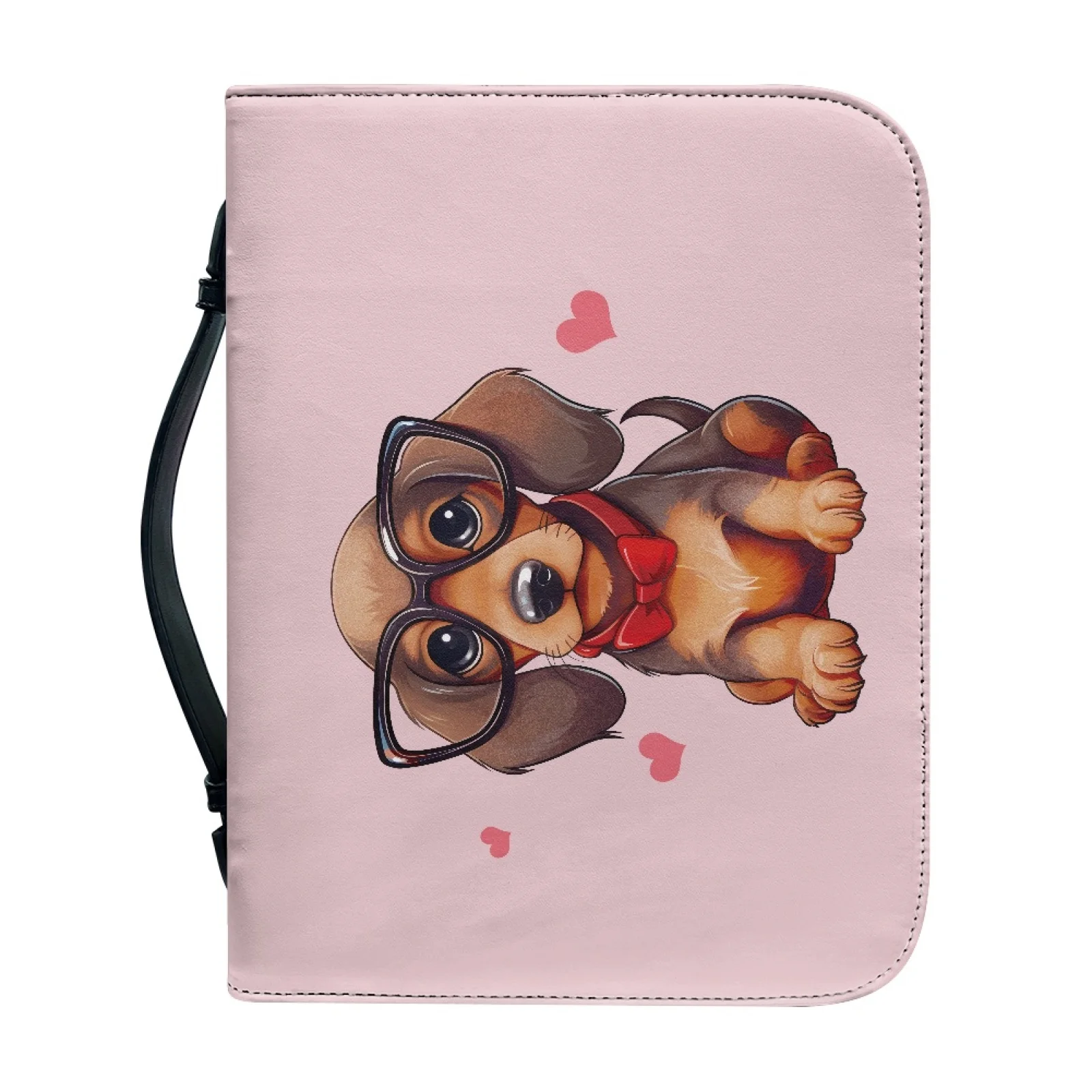 XIXIRIMIDO Glasses Puppy 2026 New Zipper Bible Covers for Women PU Leather Bible Bag