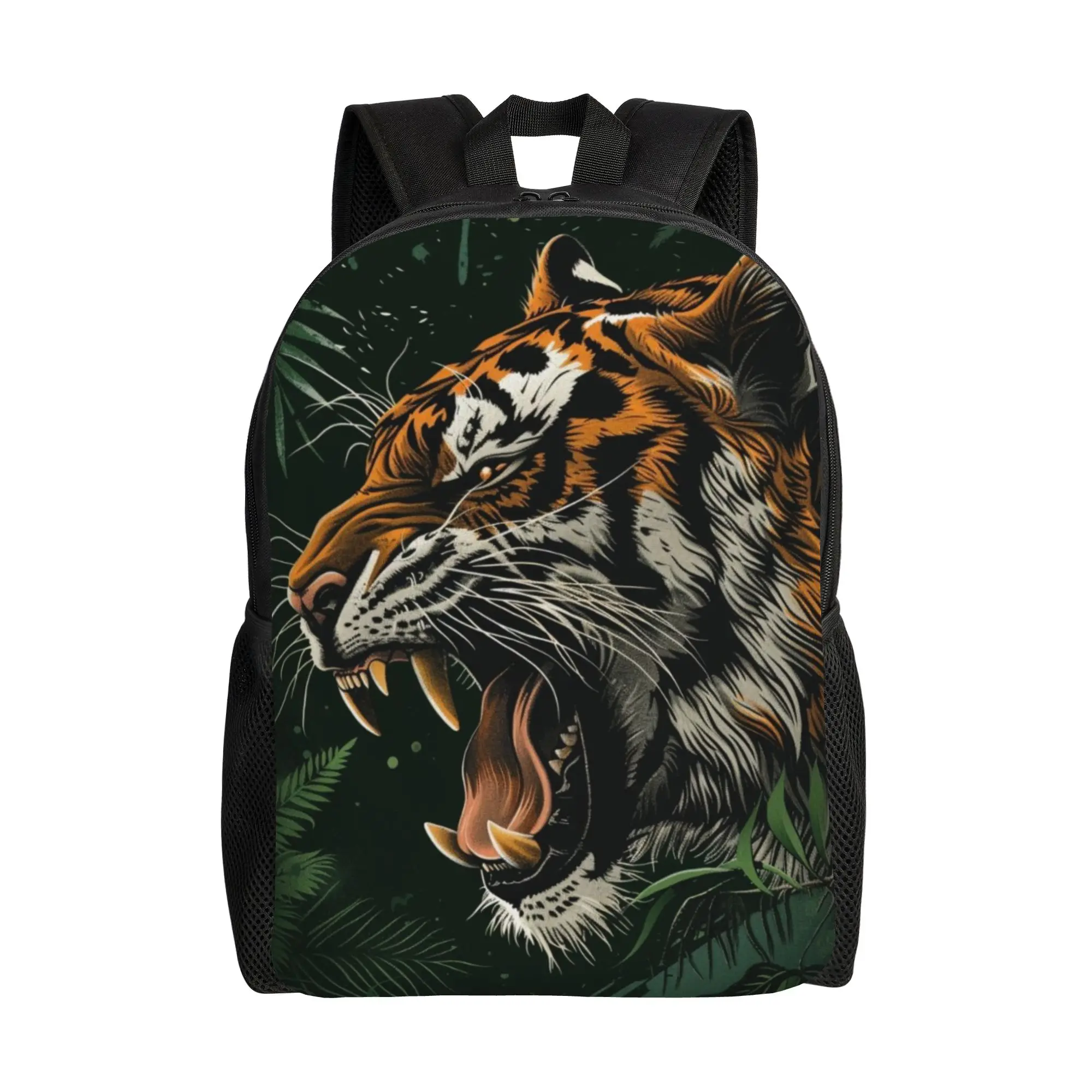 Back to school season Lightweight Jungle Tiger Roaring Wildlife Portrait  Storage Bag  Unisex Backpack