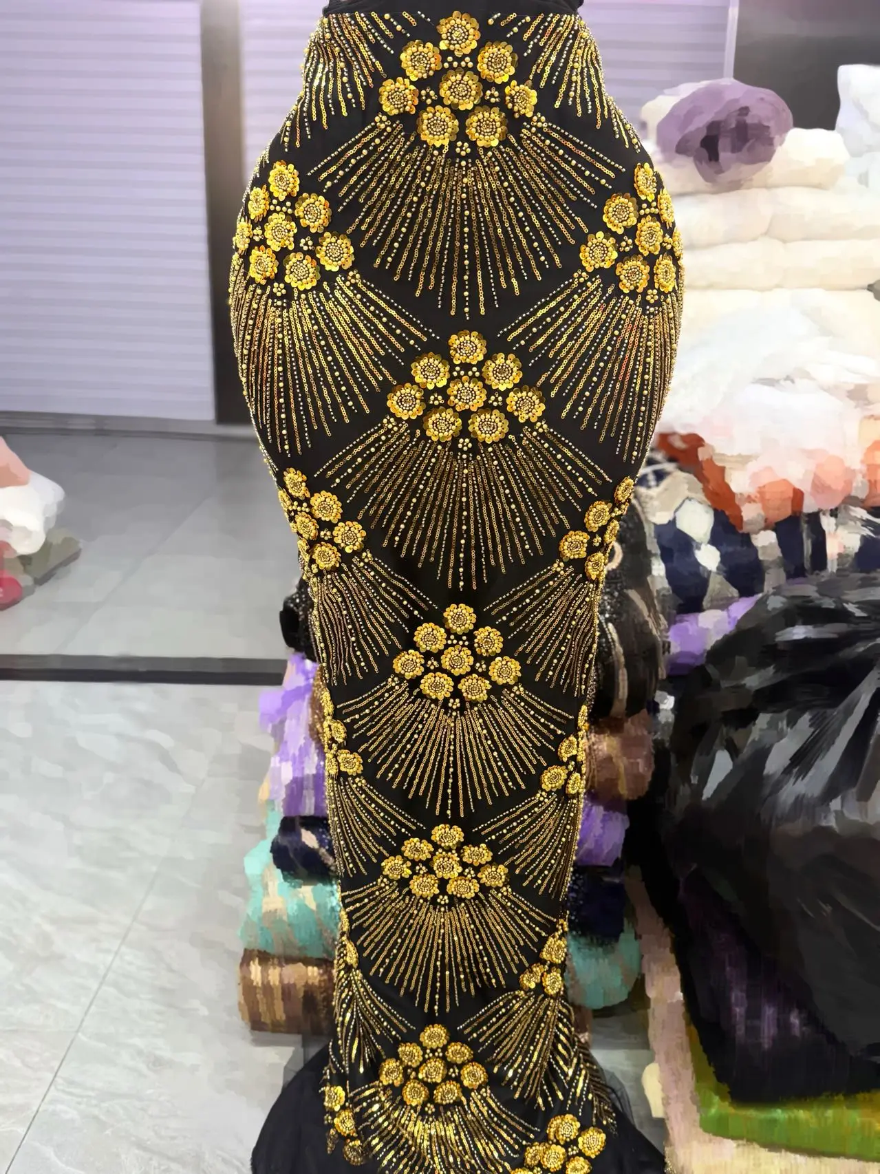 

Wholesale African Heavy Beaded Lace Fabric 2025 High Quality Nigerian Luxury SequinS Lace French Tulle Fabric for Party Dress
