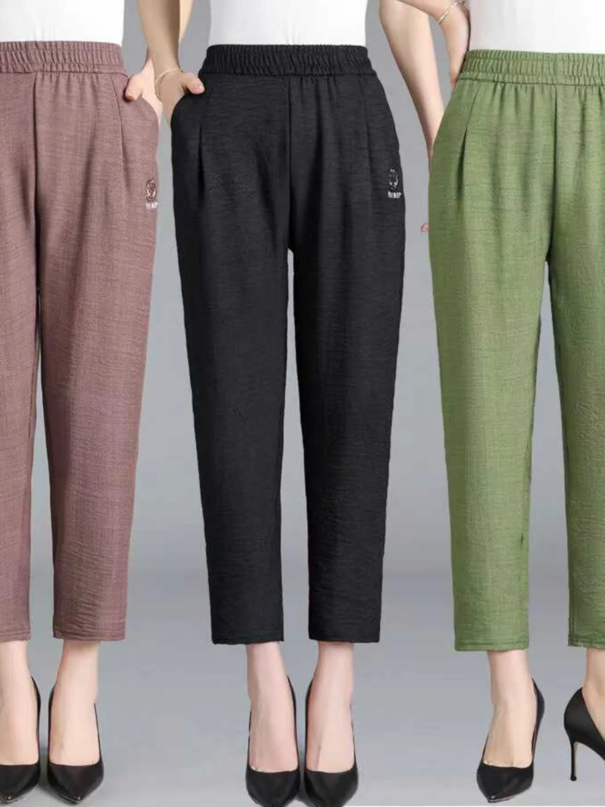 

Summer New Style Loose Women's Pants High Waist Harlan Pants Nine Point Pants Casual Loose Fit Mom Pants Versatile Elderly Wo...