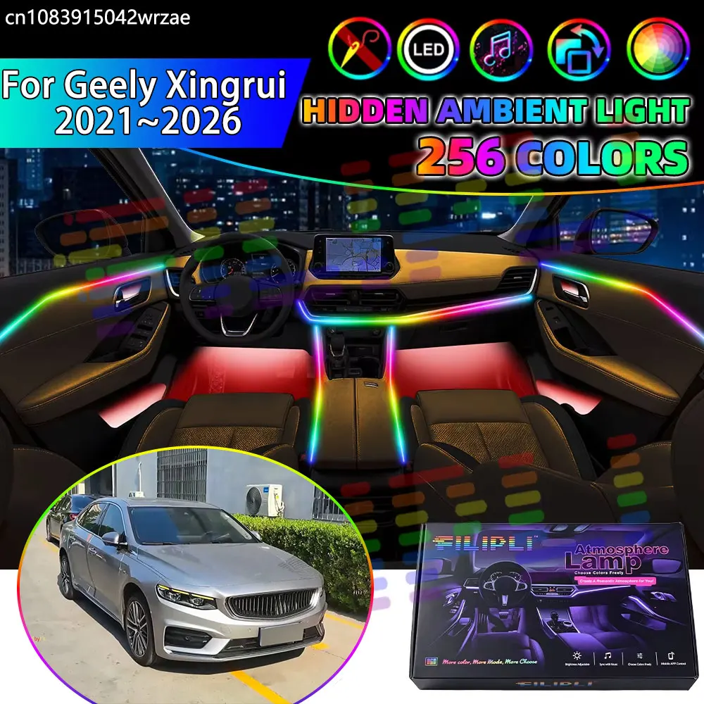 For Geely Xingrui 2021~2026 FS11 MK1 Preface RGB Car Interior Ambient Lights Strips Breathing Lighting Kit App Control LED Parts