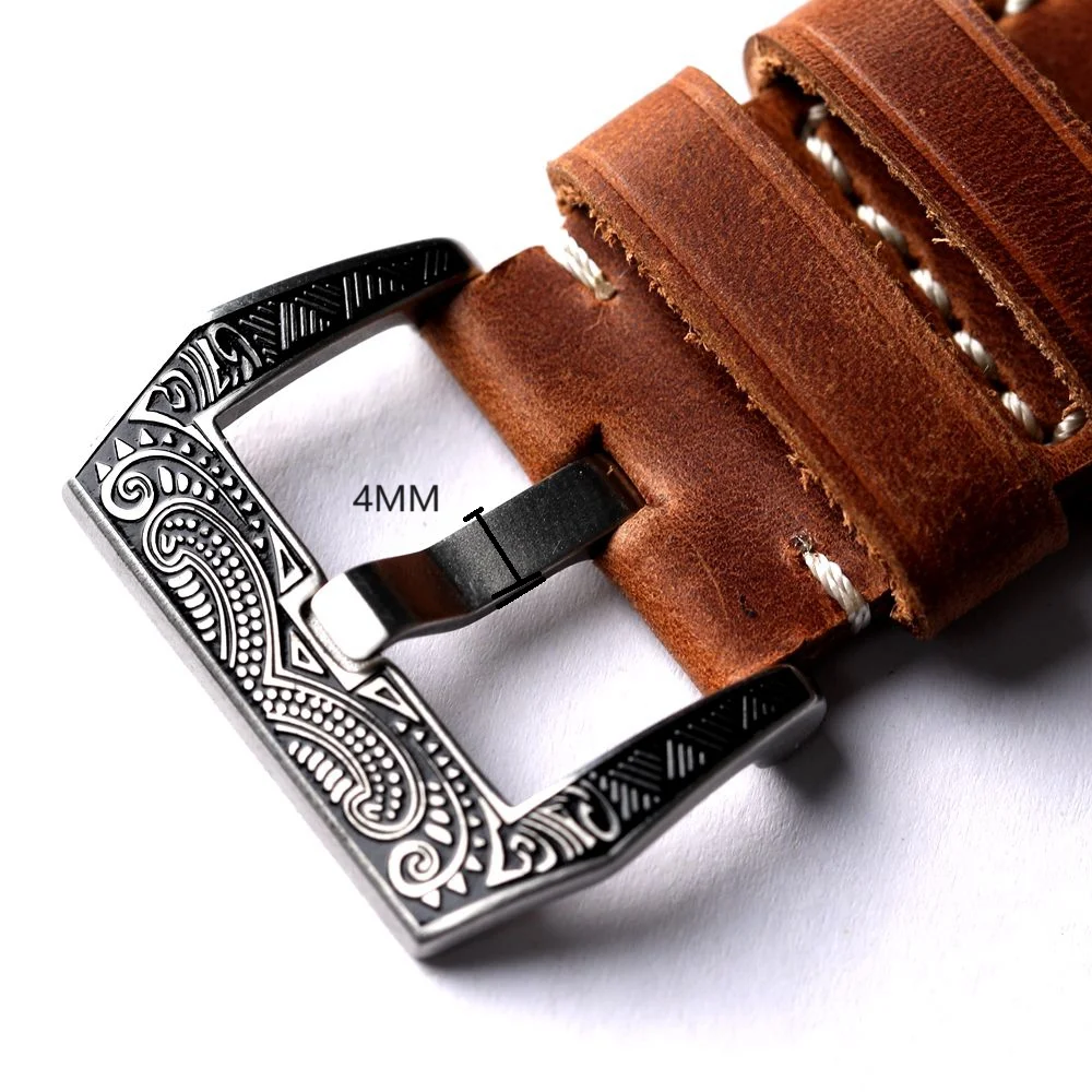 Mayan Engraved Clasp Hand Polished Stainless Steel Clasp 18 20 22 24 26MM Genuine Leather Rubber Strap DIV Buckle