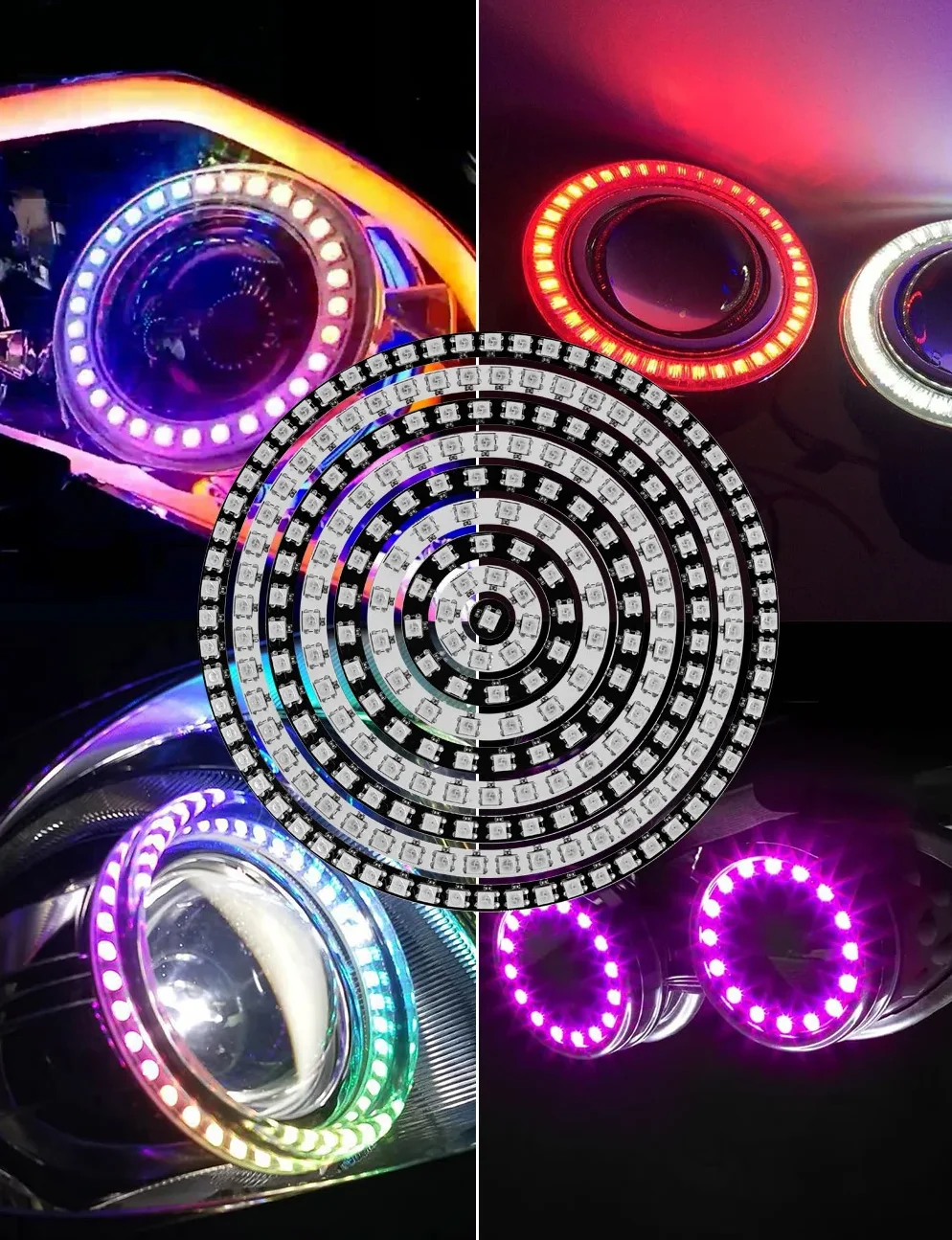 WS2812B LED PIXEL RING 8/16/24/35/45 LEDS DC5V SP110E Controller USB Kit Sysemul ic ingebouwde lightsK APP Art Programmering DC5-24V