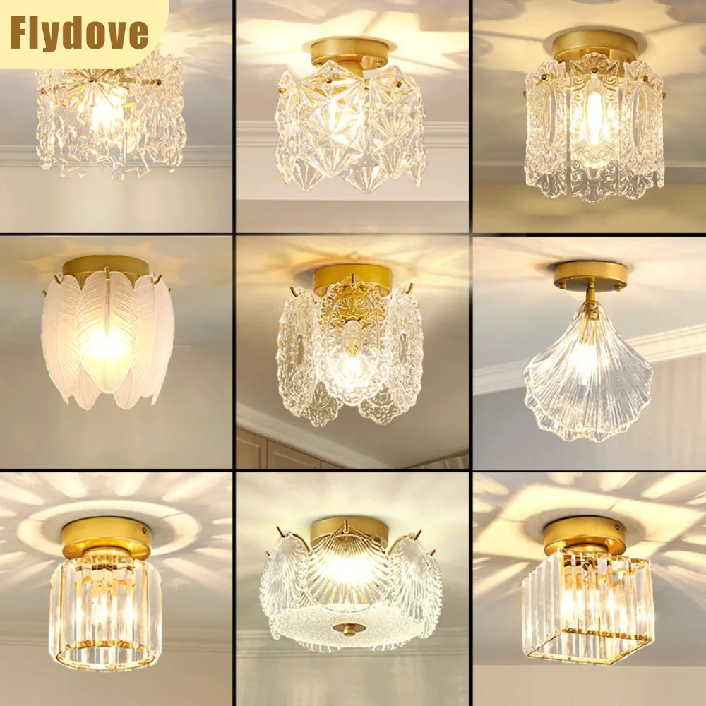 

Modern French crystal ceiling light creative restaurant entrance foyer corridor ceiling decoration transparent glass chandelier