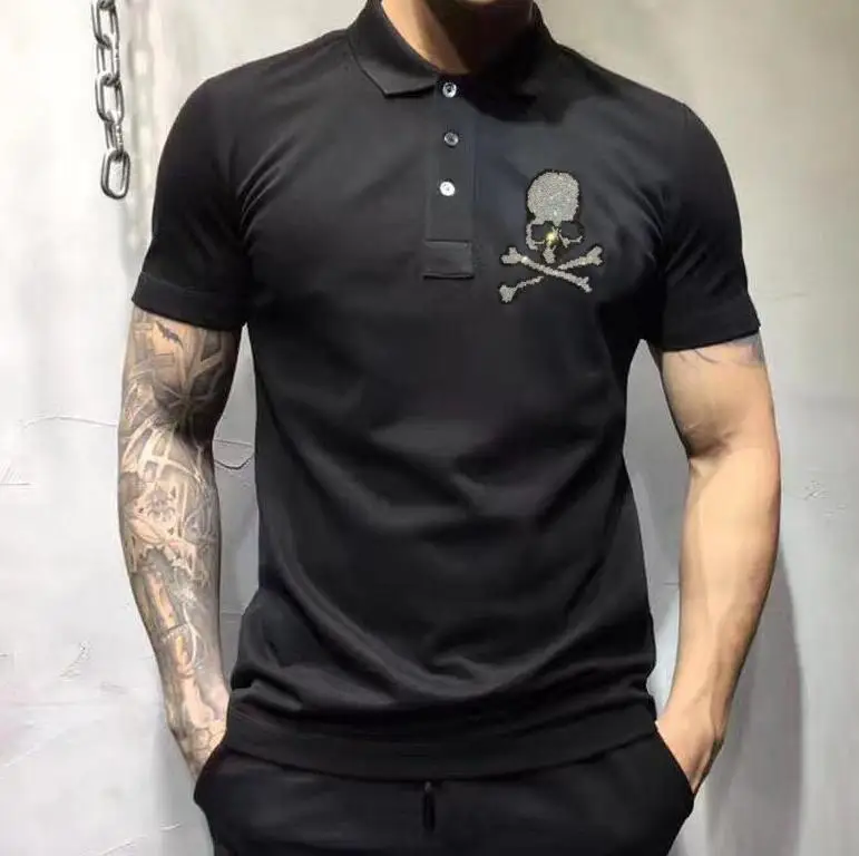 Men\'s T-shirts Polos Top Quality Short Sleeved Summer Cotton Rhinestone Luxury New Designer Polo Shirt