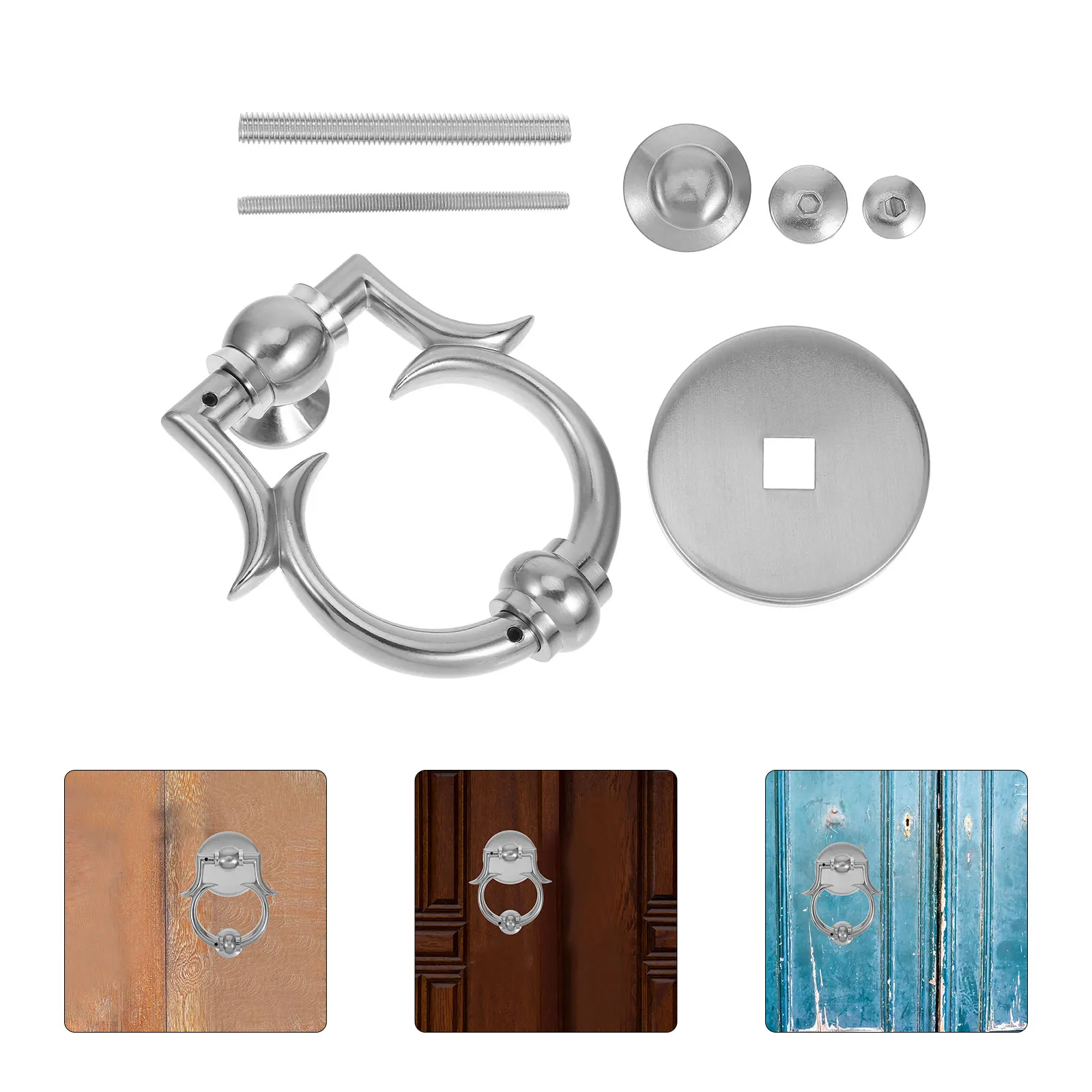 

1 Set European Style Decorative Door Knocker Security Handle Replacement Kit Household Gate Supply Clear Sound Knocking Part