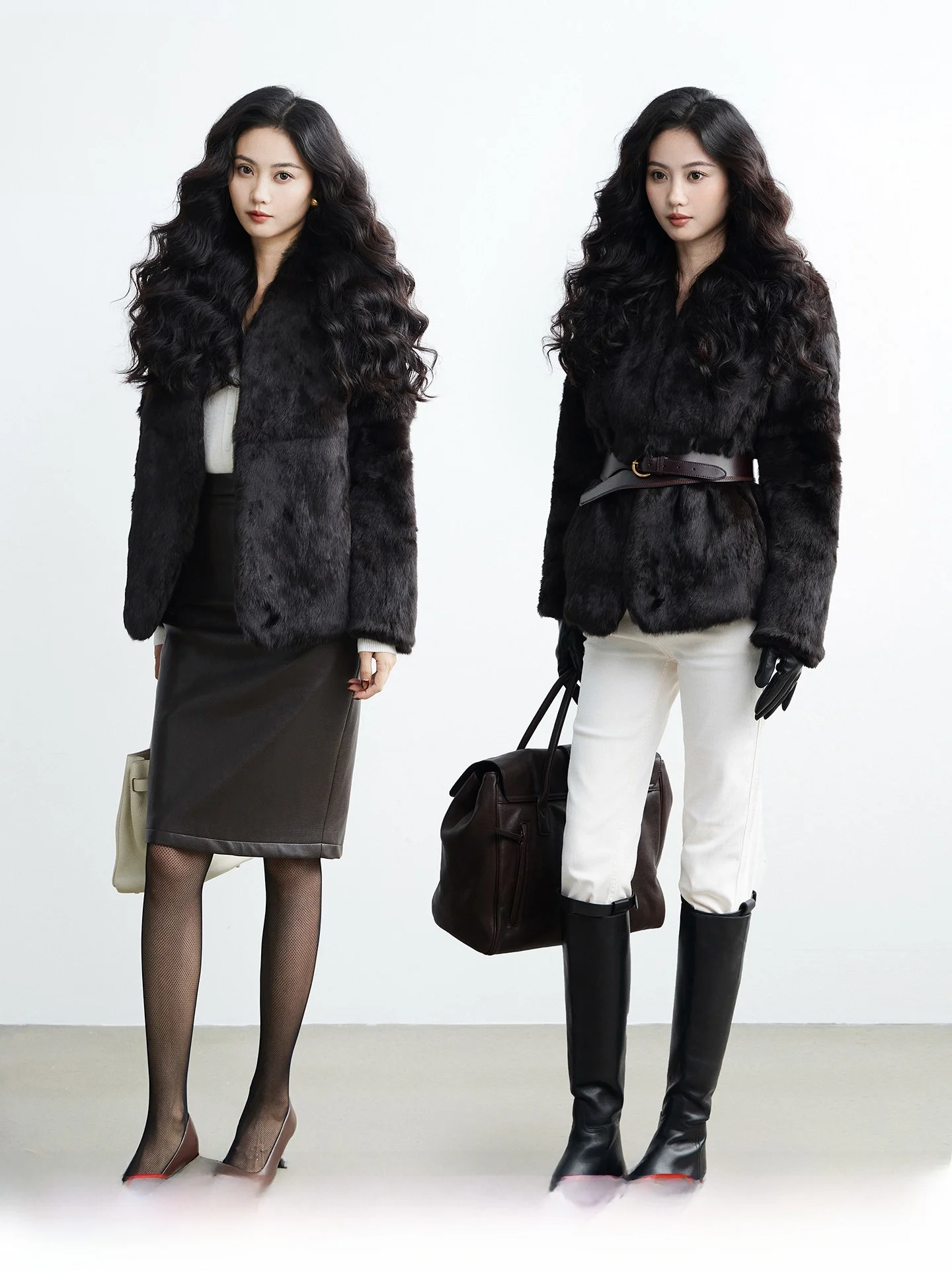 

Пальто из кроличьего меха TAIYANG OFFICE Ele: Теплая женская верхняя одежда, стройнящая фигуру, с эффектом высокого класса, зимняя модная женская одежда