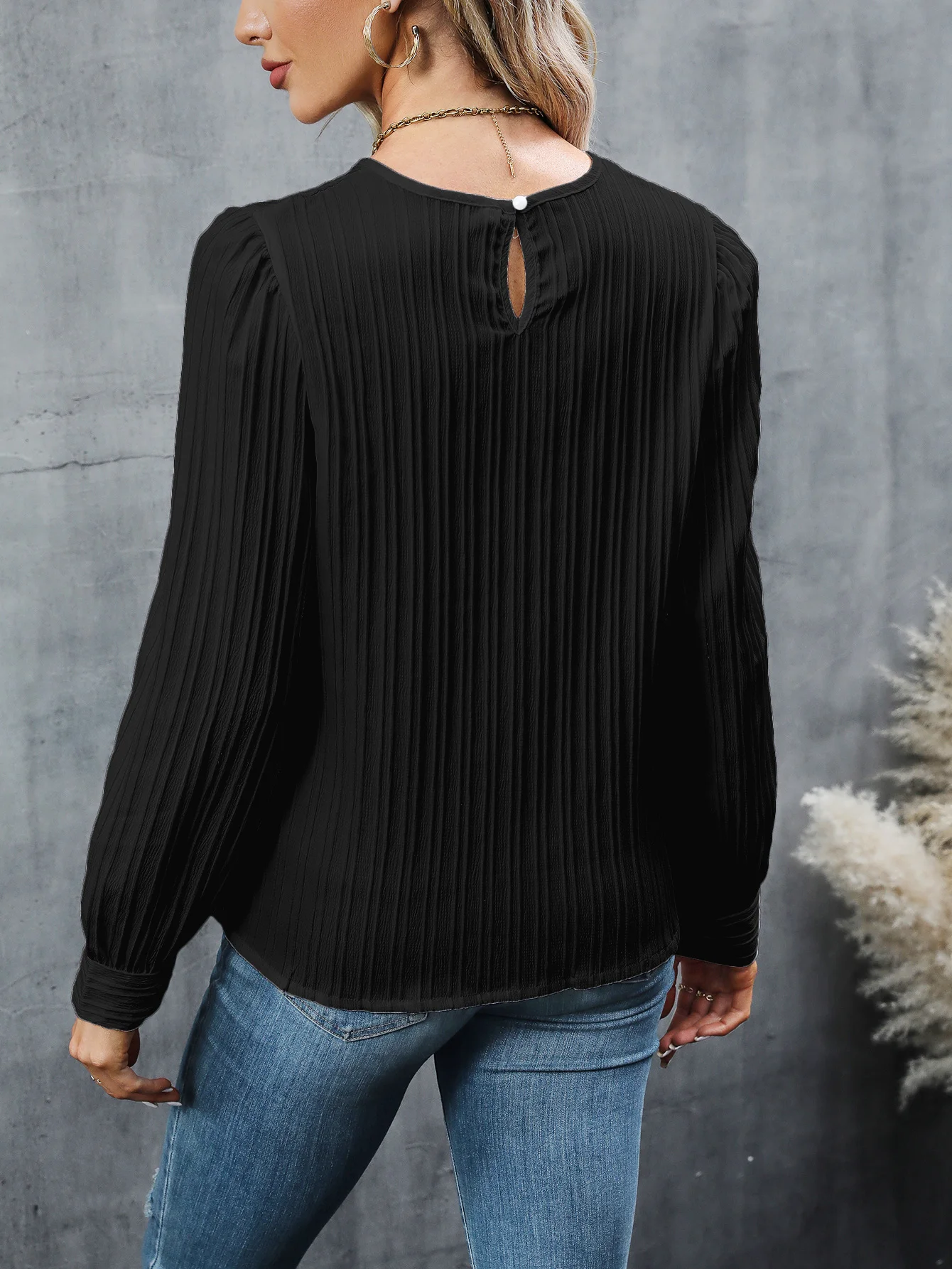 2023 Women Fall Shirt Long Sleeve Tops Solid Casual Workout Blouses